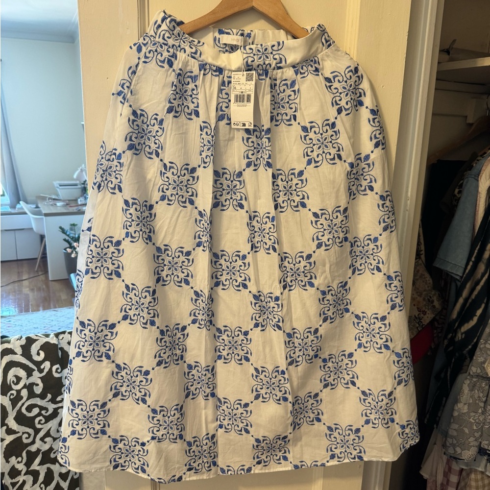 Mango Blue Pleated Midi Skirt for Cocktail